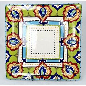 Espana Lifestyle Handcrafted Bocca 10 1/2" Dinner Plate Color Boho Colorful NWT